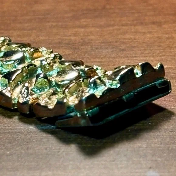 Gold Bracelet with Organic Stones and Textured Segments - Picture 10 of 11